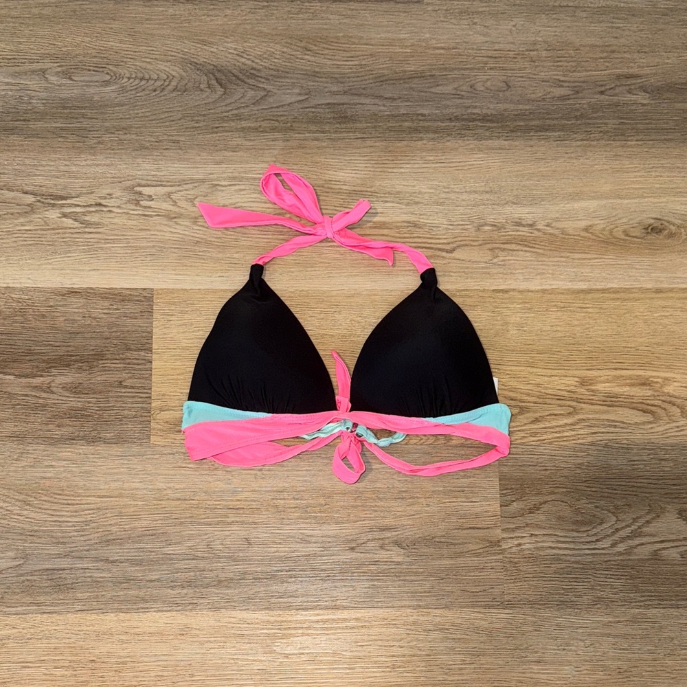 LOWEST PRICE! malibu dream girl black push up halter bikini top size Large